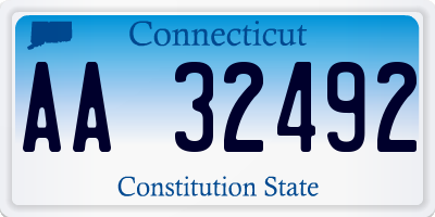 CT license plate AA32492