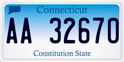 CT license plate AA32670