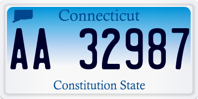 CT license plate AA32987