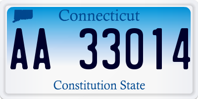 CT license plate AA33014