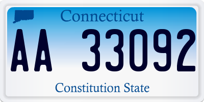 CT license plate AA33092