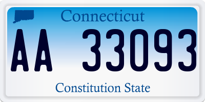 CT license plate AA33093