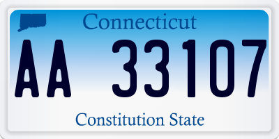 CT license plate AA33107