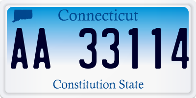 CT license plate AA33114