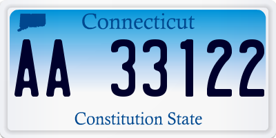 CT license plate AA33122