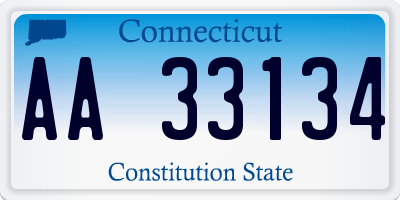 CT license plate AA33134