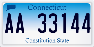 CT license plate AA33144