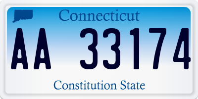 CT license plate AA33174