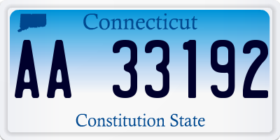 CT license plate AA33192