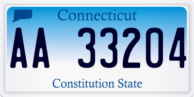 CT license plate AA33204