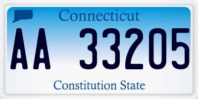 CT license plate AA33205