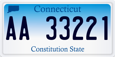 CT license plate AA33221