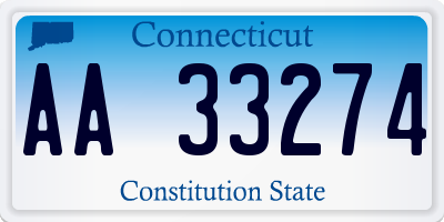 CT license plate AA33274