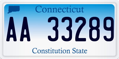 CT license plate AA33289