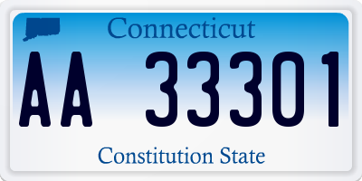 CT license plate AA33301