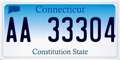 CT license plate AA33304