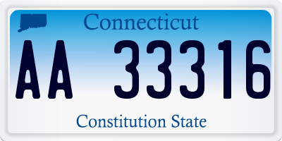 CT license plate AA33316