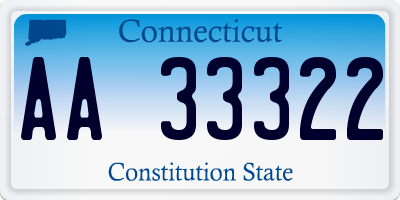 CT license plate AA33322