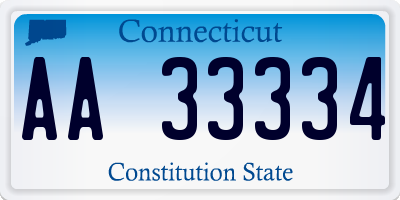CT license plate AA33334