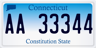 CT license plate AA33344
