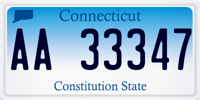CT license plate AA33347