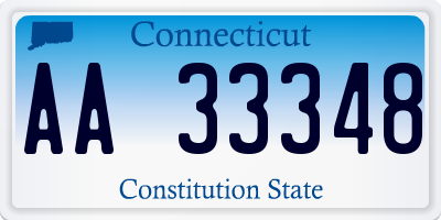 CT license plate AA33348
