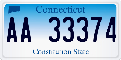 CT license plate AA33374