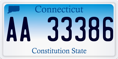 CT license plate AA33386