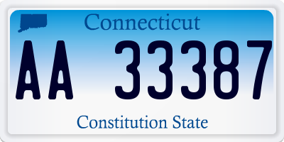 CT license plate AA33387