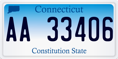 CT license plate AA33406