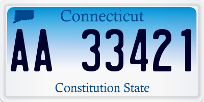 CT license plate AA33421