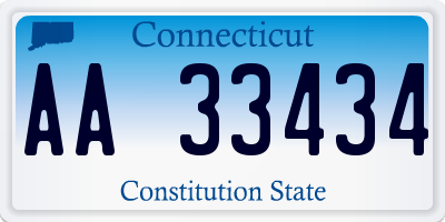 CT license plate AA33434
