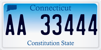 CT license plate AA33444