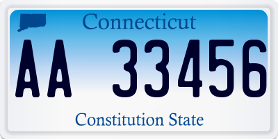CT license plate AA33456