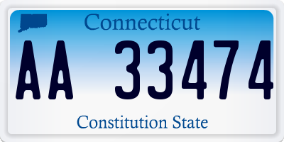 CT license plate AA33474