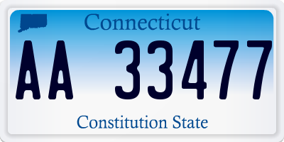CT license plate AA33477