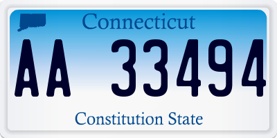 CT license plate AA33494