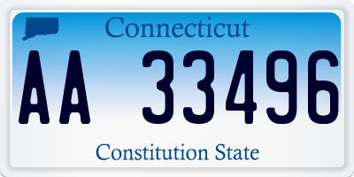 CT license plate AA33496