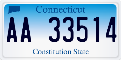 CT license plate AA33514