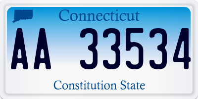 CT license plate AA33534