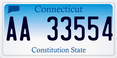 CT license plate AA33554