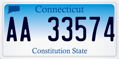 CT license plate AA33574
