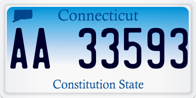 CT license plate AA33593