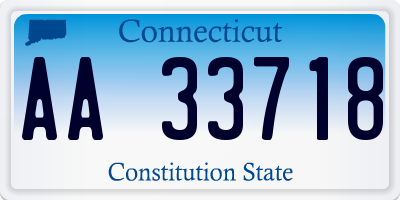 CT license plate AA33718
