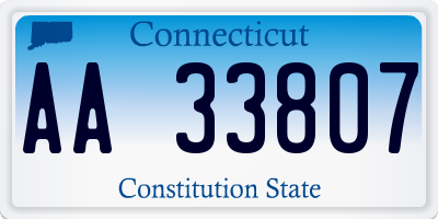 CT license plate AA33807