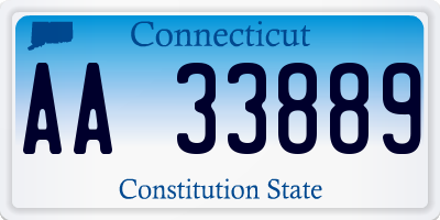 CT license plate AA33889