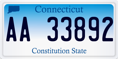 CT license plate AA33892