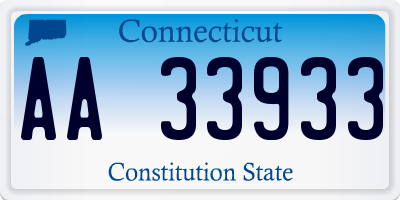 CT license plate AA33933