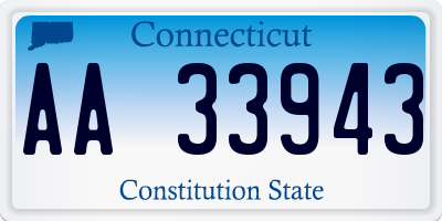 CT license plate AA33943