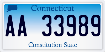 CT license plate AA33989